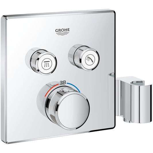 Grohe Grohtherm SmartControl Baterie dus cu termostat cu 2 iesiri si suport, patrata