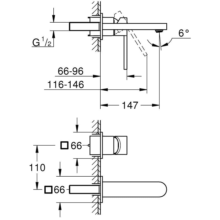 Baterie lavoar incastrata Grohe Plus, marime M