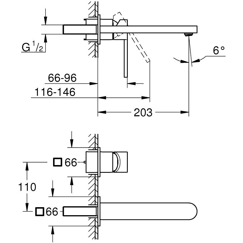 Baterie lavoar incastrata Grohe Plus, marime L