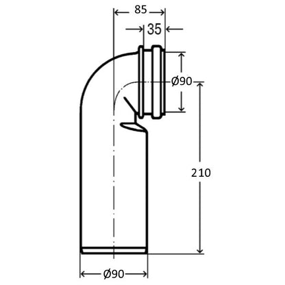 Viega Cot de scurgere 90°, 21x9 cm