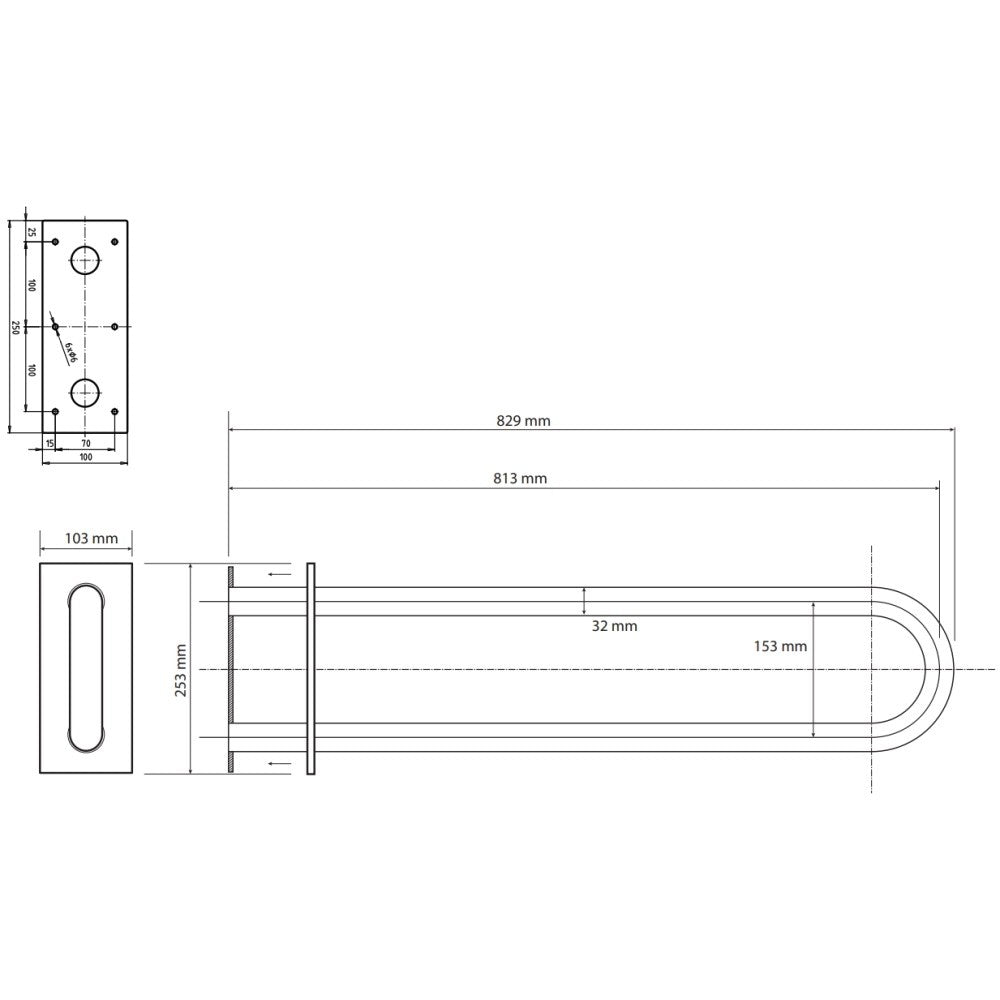 Bemeta Help Bara de sprijin fixa 81 cm, negru
