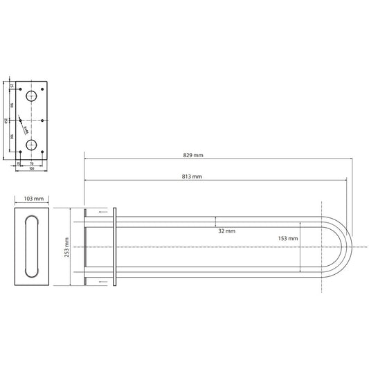 Bemeta Help Bara de sprijin fixa 81 cm, negru