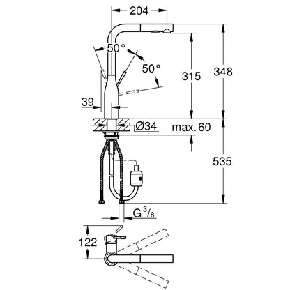 Grohe Essence Baterie chiuveta bucatarie cu dus extractibil, crom