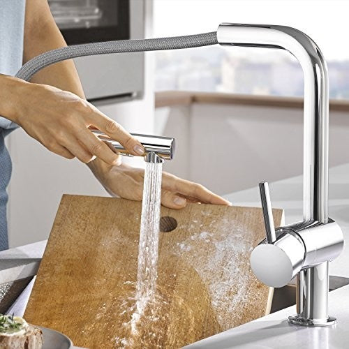Grohe Minta Baterie chiuveta bucatarie monocomanda cu dus extractibil, pipa L, crom