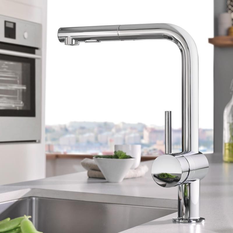 Grohe Minta Baterie chiuveta bucatarie monocomanda cu dus extractibil, pipa L, crom