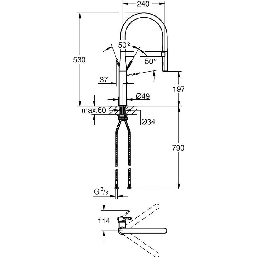 Grohe Essence Baterie chiuveta bucatarie cu dus extractibil, crom