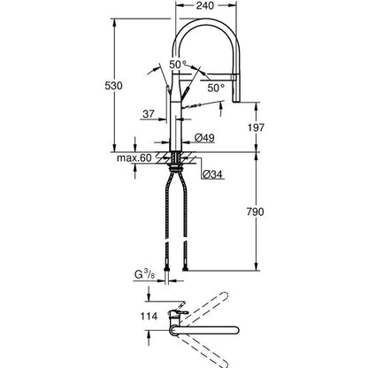 Grohe Essence Baterie chiuveta bucatarie cu dus extractibil, crom