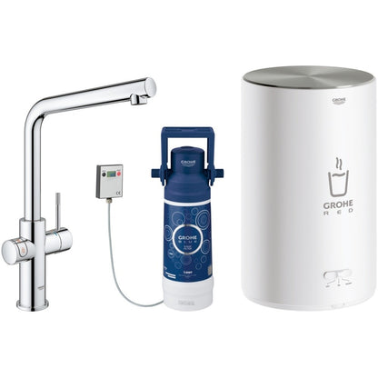 Grohe Red Duo Baterie de bucatarie cu pipa tip L si boiler, marime M, crom