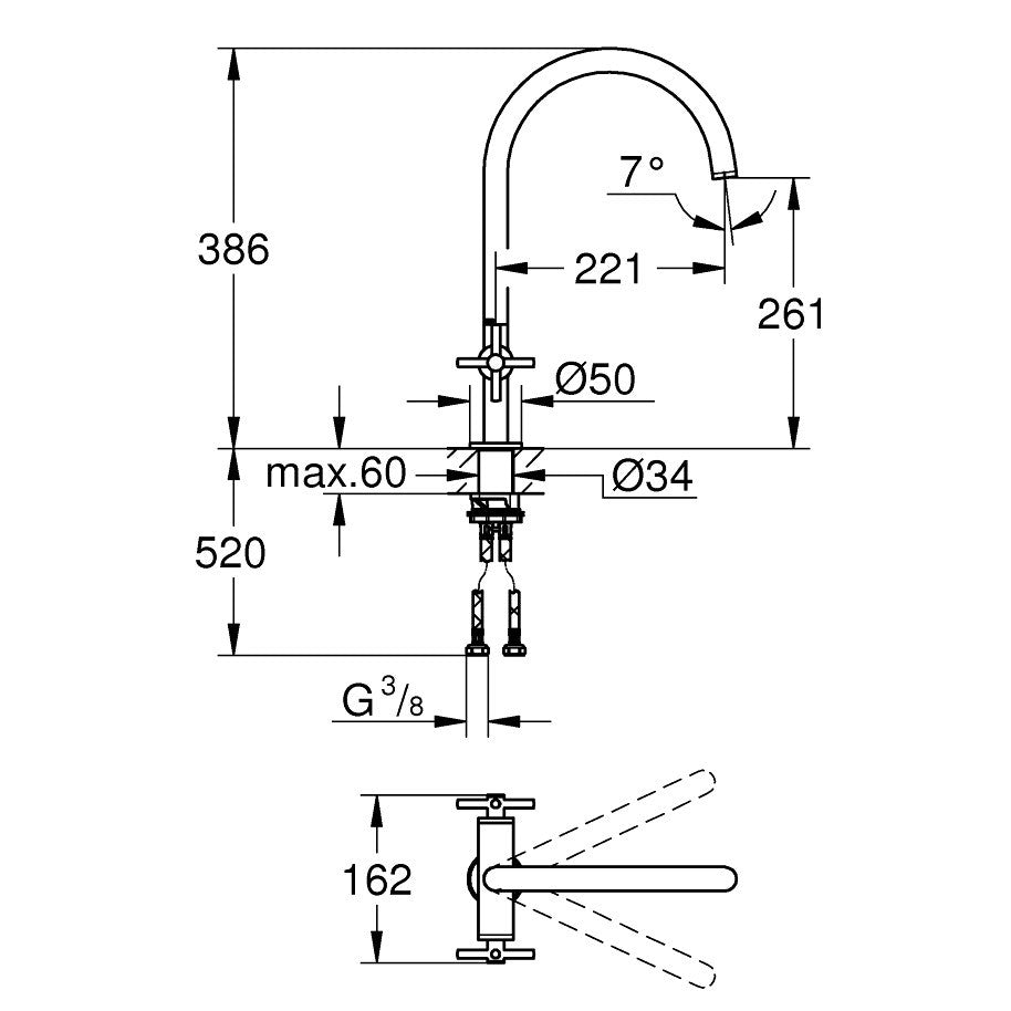 Grohe Atrio Baterie chiuveta bucatarie dubla comanda, crom