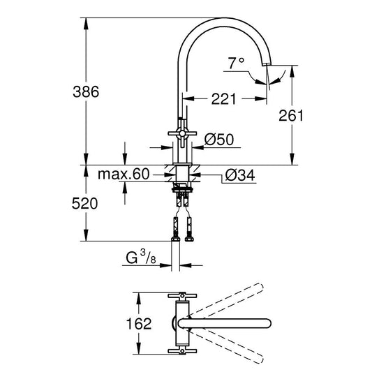 Grohe Atrio Baterie chiuveta bucatarie dubla comanda, crom