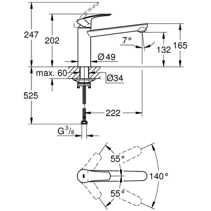 Grohe Eurosmart Baterie bucatarie monocomanda, crom