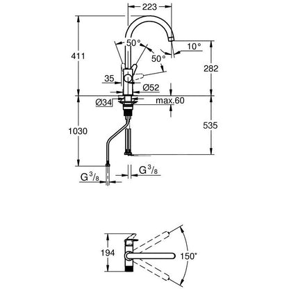 Grohe Blue Pure StartCurve Baterie bucatarie cu optiune de filtrare