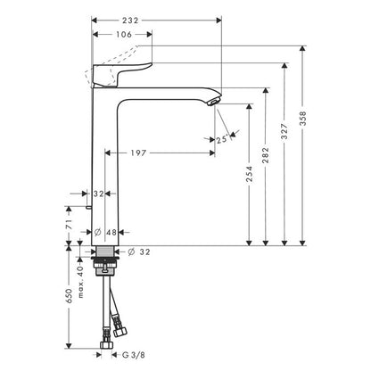 Baterie lavoar inalta Hansgrohe Metris 260, cu ventil pop-up