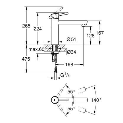Grohe Concetto Baterie chiuveta bucatarie monocomanda H22 cm