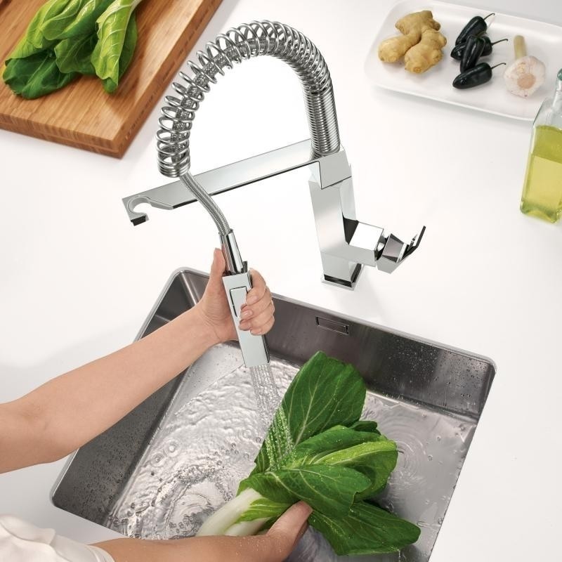 Grohe Eurocube Baterie chiuveta bucatarie monocomanda cu dus extractibil, crom