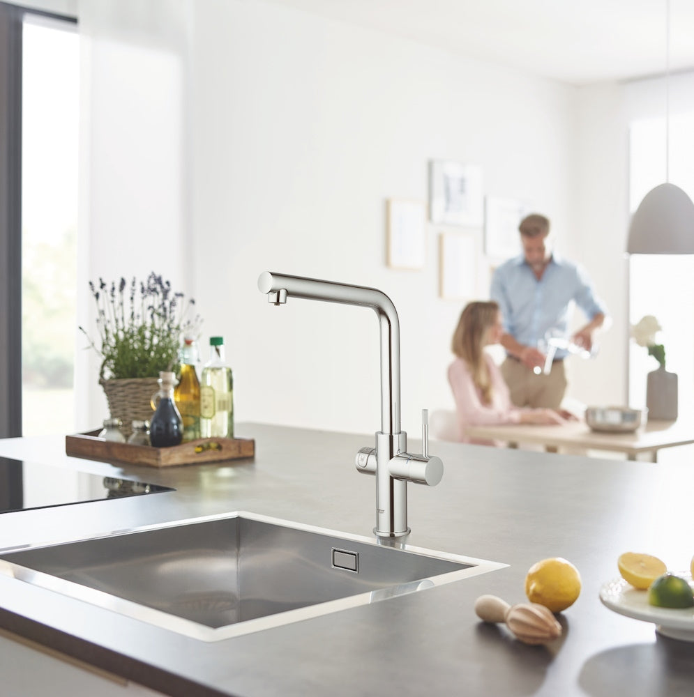 Grohe Blue Home Ondus Baterie de bucatarie cu sistem de filtrare, racire si acidulare, pipa L, crom