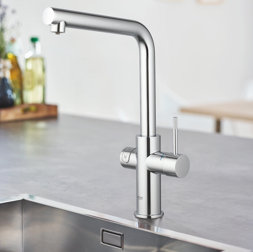 Grohe Blue Home Ondus Baterie de bucatarie cu sistem de filtrare, racire si acidulare, pipa L, crom