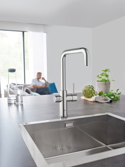 Grohe Blue Home Ondus Baterie bucatarie cu sistem de filtrare, racire si acidulare, pipa U, crom