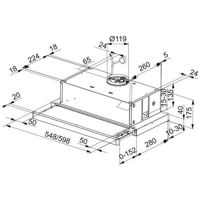 Franke FTC 632L GR/XS Hota telescopica 60 cm, crom mat