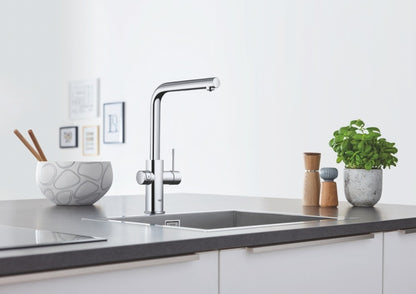 Grohe Blue Home Ondus Baterie de bucatarie cu sistem de filtrare, racire si acidulare, pipa L si dus extractibil, crom
