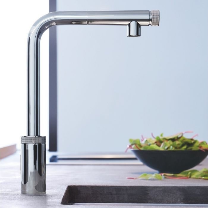Grohe Minta Baterie chiuveta bucatarie cu dus extractibil si buton SmartControl, crom