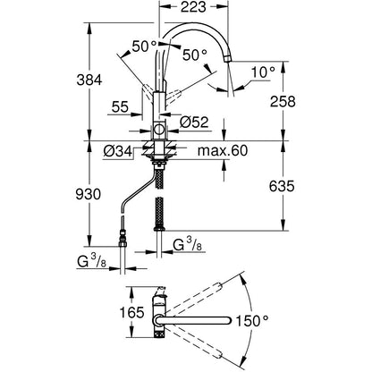 Grohe Blue Pure BauCurve Baterie bucatarie cu optiune de filtrare