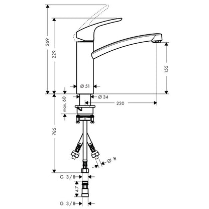 Hansgrohe Focus 160 Baterie chiuveta bucatarie monocomanda, crom