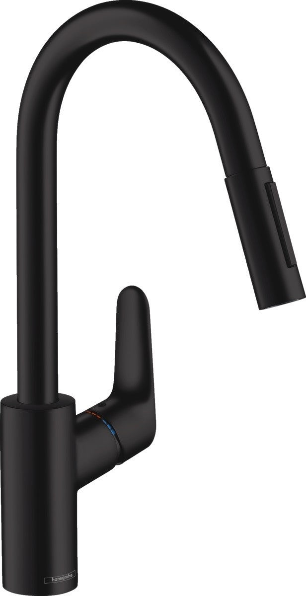 Hansgrohe Focus 240 Baterie chiuveta bucatarie cu dus extractibil, negru mat