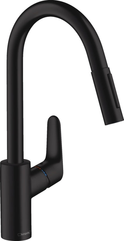 Hansgrohe Focus 240 Baterie chiuveta bucatarie cu dus extractibil, negru mat