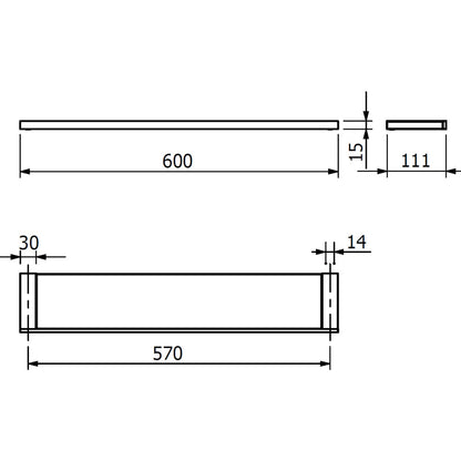 Kludi Vera C Polita din sticla 60 cm, auriu periat (brushed gold PVD)