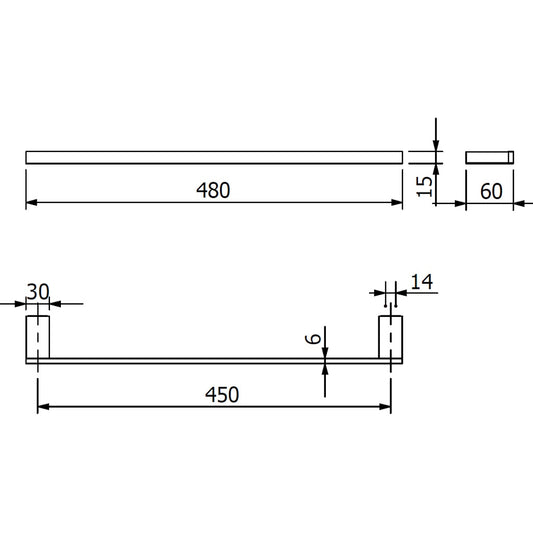 Kludi Vela C Suport prosop baie tip bara 45 cm, crom