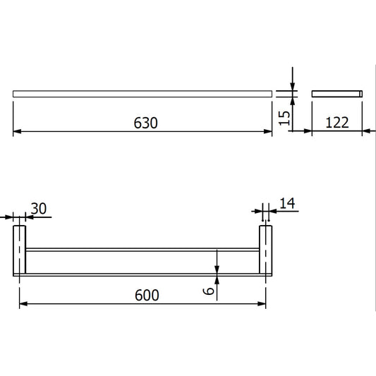 Kludi Vela C Suport prosop baie tip bara dubla 60 cm, alb mat