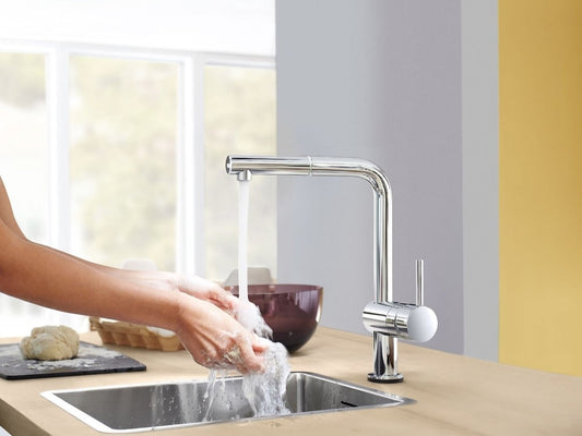 Grohe Minta Baterie chiuveta bucatarie monocomanda cu dus extractibil, pipa L, crom