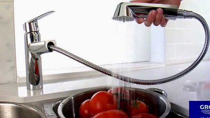 Grohe Eurodisc Cosmopolitan Baterie chiuveta bucatarie monocomanda cu dus extractibil, pipa in L