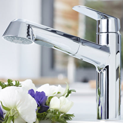 Grohe Eurodisc Cosmopolitan Baterie chiuveta bucatarie monocomanda cu dus extractibil, pipa in L