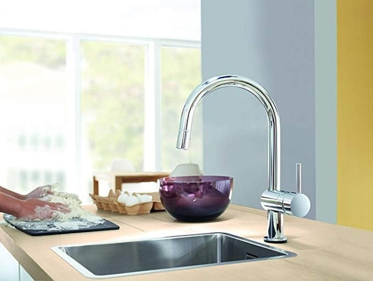 Grohe Minta Baterie chiuveta bucatarie monocomanda cu dus extractibil cu 2 jeturi, pipa C, crom