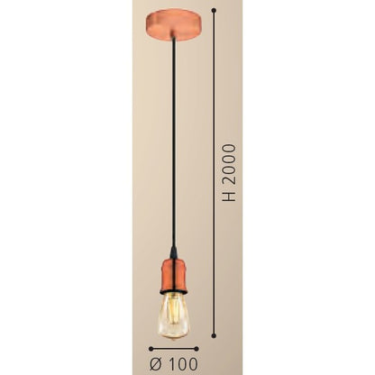 Eglo Yorth Pendul 1x60W, Ø10 cm, cupru mat (brushed copper)