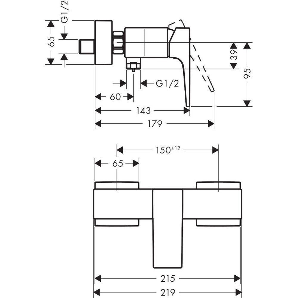 Hansgrohe Metropol Baterie dus monocomanda cu montaj pe perete