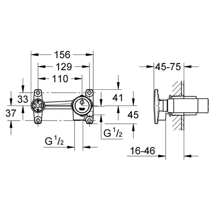 Grohe Corp incastrat pentru baterie lavoar monocomanda, cartus 35 mm