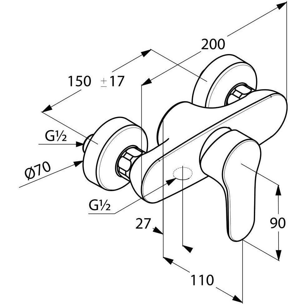 Kludi Objekta Baterie dus monocomanda