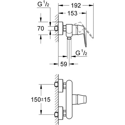 Grohe Eurosmart Cosmopolitan Baterie dus monocomanda