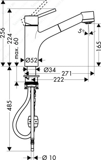 Hansgrohe Talis S Baterie chiuveta bucatarie monocomanda cu dus extractibil