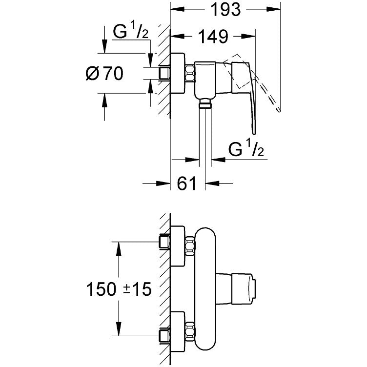 Grohe Eurostyle Cosmopolitan Baterie dus monocomanda