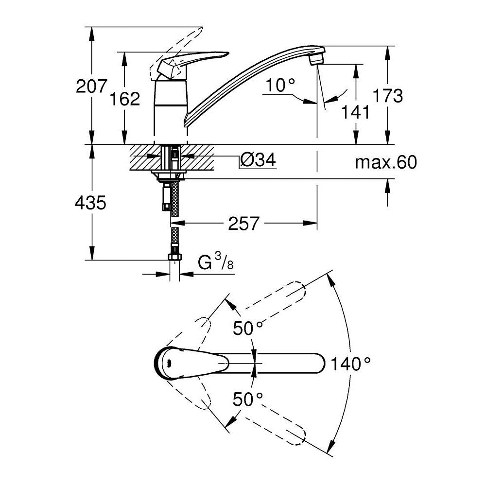 Grohe Eurodisc Baterie chiuveta bucatarie monocomanda