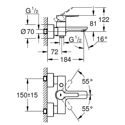 Grohe Lineare Baterie cada dus monocomanda, crom