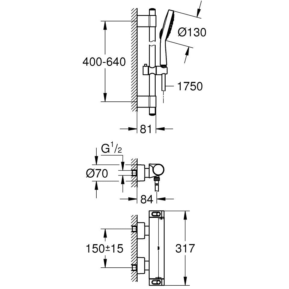 Grohe Grohtherm 2000 New Baterie dus cu termostat cu set dus Power&Soul
