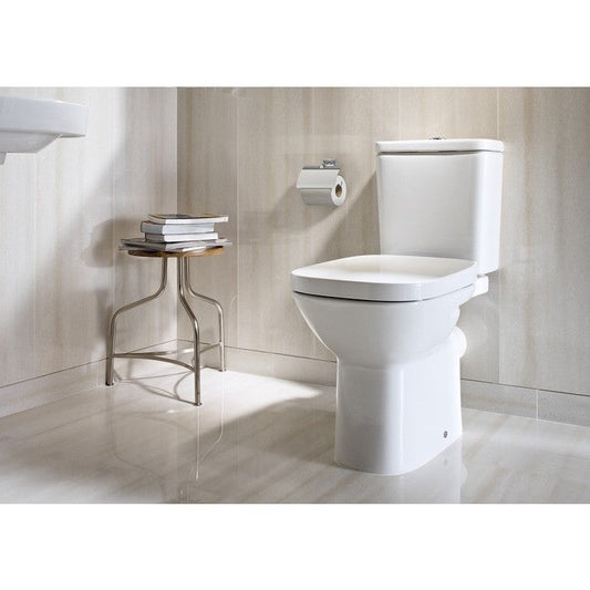 Set promo Vas WC pe pardoseala cu rezervor aparent si capac Roca Debba 36x66 cm evacuare orizontala