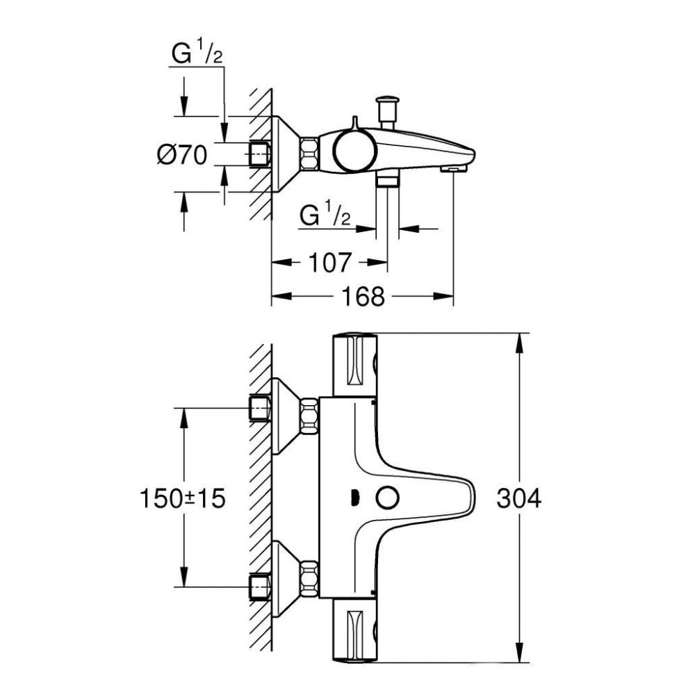 Grohe Grohtherm 800 Baterie cada dus cu termostat
