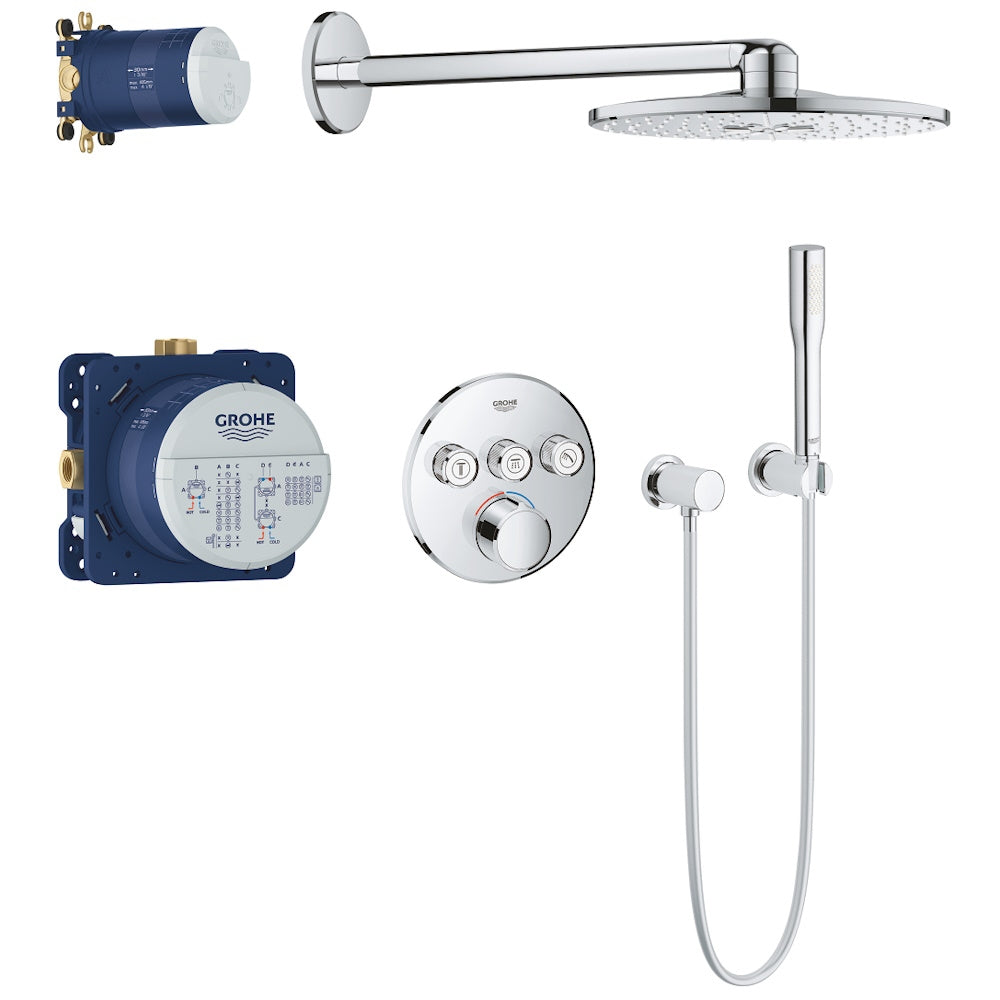Sistem dus incastrat cu termostat Grohe SmartControl, cap dus rotund