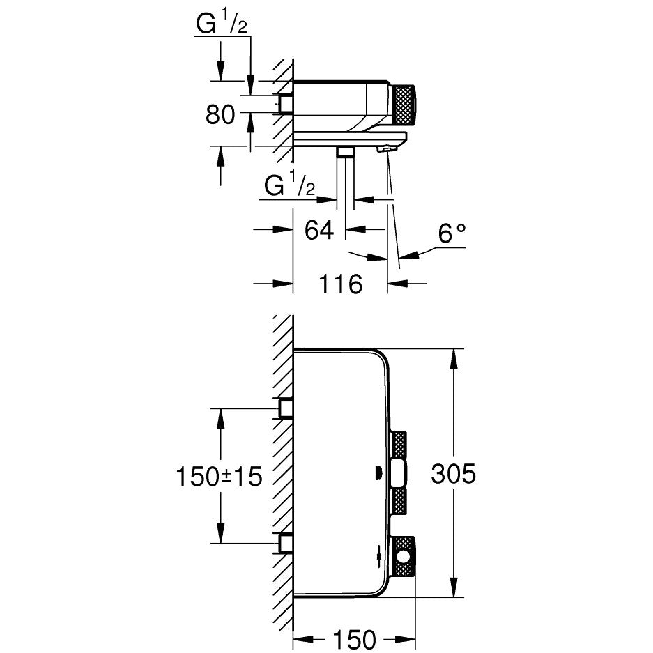 Grohe Grohtherm SmartControl Baterie cada dus cu termostat